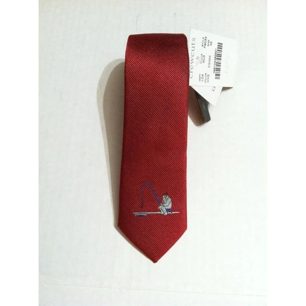 J.CREW BOYS NEW DARK RED 100%SILK NECK TIE WIDTH: 1 7/8